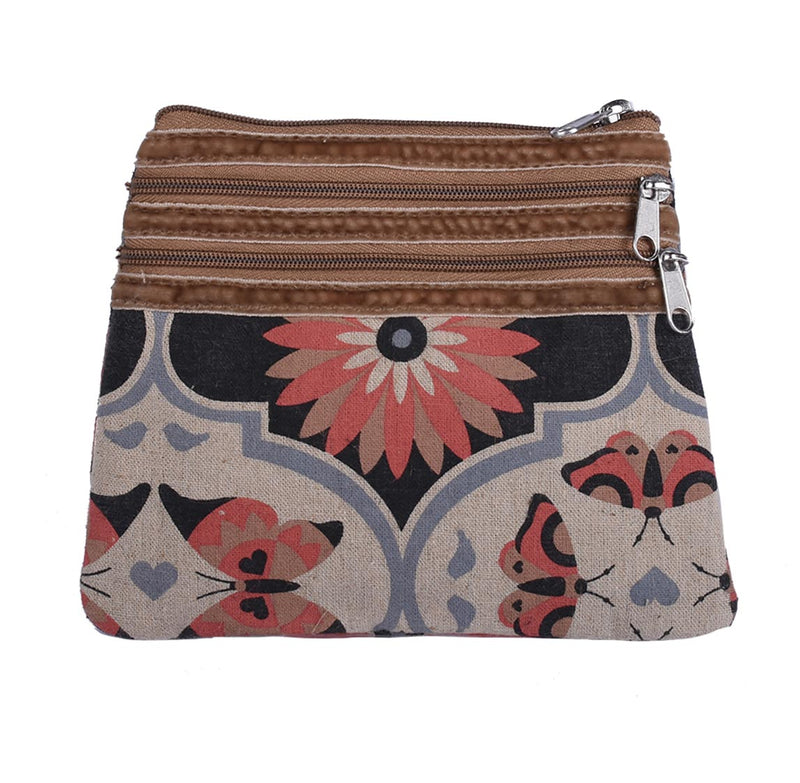 3 Zip Purse - Butterfly Mandala – Vegan Leather Purse